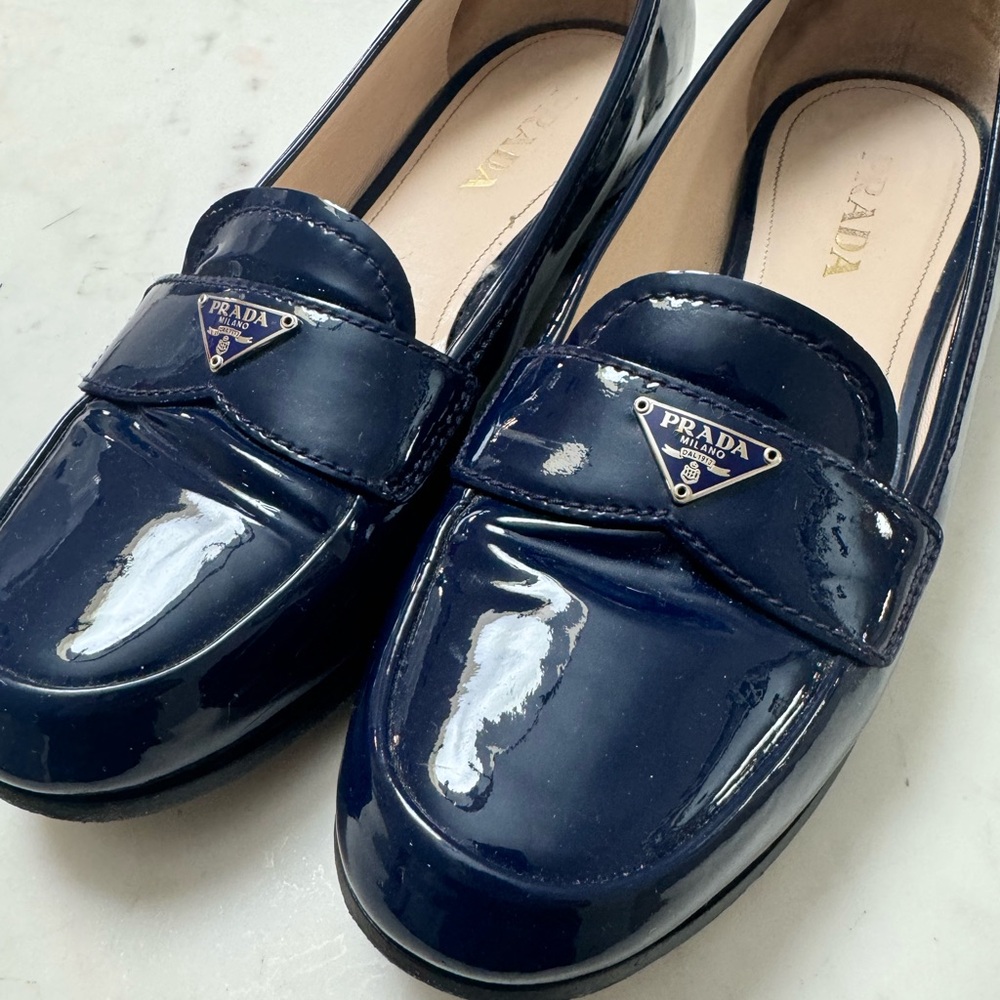 Prada Blue Patent Loafers - Picture 3 of 11